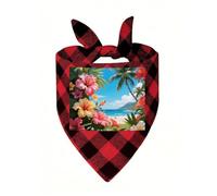Hawaii Floral Tropic Dog Bandana Plaid Triangle Pets Scarf | Funny Dog Neckwear Washable Triangle Bibs Kerchief Pet Costume Accessories for Small Medium Large Dogs Cats Birthday Gift