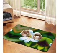Hawaii Flower 1 Absorbent Leather Pet Tablecloth Non-Slip Dining Pad For Puppy Kitten Food Water Bowls