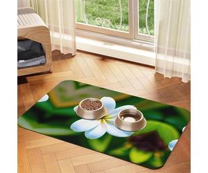 Hawaii Flower 1 Absorbent Leather Pet Tablecloth Non-Slip Dining Pad For Puppy Kitten Food Water Bowls