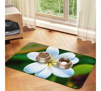 Hawaii Flower 1 Printing Pet Absorbent Leather Tablecloth For Dogs Cats Food Mat 23.62in*15.75in 4mm Thick
