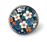 Hawaii Flower Badge Holder Exquisite Round Badge with Picture Pin DIY Button Badges Personalized Metal Button Pin Fashion Brooch Crafts Gifts Clothes Decorative Pins