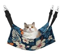 Hawaii Flower Cat Hammock for Cage Hanging Soft Pet Hammock Bed with Adjustable Straps and Metal Hooks Reversible Double Sided Hanging Bed Soft Sleeping Hammock for Cats