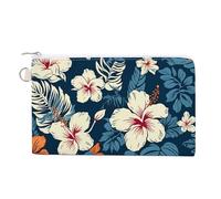 Hawaii Flower Coin Purse with Zipper Coin Wallet Coin Pouch Canvas Change Purse Pouch Zero Wallet Coin Bag