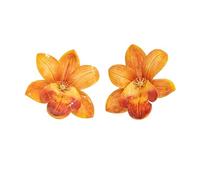 Hawaii Flower Earrings for Women Plumeria Rubra Tropical Floral Petal Drop Earrings Exaggerated Hawaiian Hibiscus Floral Petal Earring Boho Hawaiian Luau Beach Party Statement Vacation Jewelry, Alloy