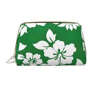 Hawaii Flower Leather Hand-Held Zipper Makeup Bag Cute Make Up Case Large Wide-Open Pouch Pen Case