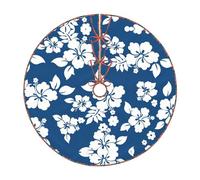 Hawaii Flower Print Christmas Tree Skirt,New Year Winter Christmas Tree Decoration,Suitable For Family Parties