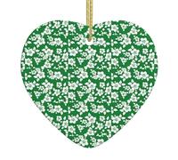 Hawaii Flower Print Doublesided Decor Heart-Shaped Ceramic Christmas Ornament Xmas Party Ornaments