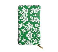 Hawaii Flower Print Leather Long Clutch Wallet – Fashionable Personalized Wallet, Multiple Card Slots, Gift Ready, Black, One Size