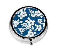 Hawaii Flower Print Mini Metal Pill Box 2.0x2.0x0.7 in Round Travel Medicine Pill Organizer Box for Purse Pocket