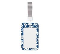 Hawaii Flower Printed Id Card Badge Holder with Neck Strap Waterproof Name Card Holder Plastic Vertical Sleeve Pocket