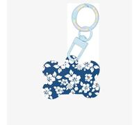 Hawaii Flower Printing Acrylic Dog Bone Ornament,Dog Tags Personalized Pet Ornament, Key Chain Bone Shaped Id Tags