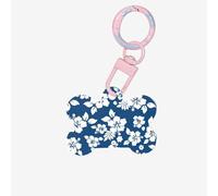 Hawaii Flower Printing Acrylic Dog Bone Ornament,Dog Tags Personalized Pet Ornament, Key Chain Bone Shaped Id Tags