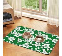 Hawaii Flower Printing Pet Absorbent Leather Tablecloth,Pet Absorbent Leather Mat,Tidy Feeding Area For Dogs, Cats,Pets