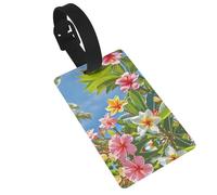 Hawaii Flowers Luggage Tags for Suitcases, PVC Suitcase Tag with Secure Strap Suitcase Identifier with Privacy Name Card for Travel Bag Tags Personalized Baggage Tag for Women Men