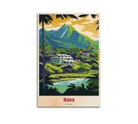 Hawaii Hana Vintage Travel Souvenir Poster Canvas Wall Art Picture Prints Hanging Photo Idea Decor Homes Artworks 12x18inch(30x45cm)