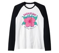 Hawaii Hanalei Bay Kauai Surfers Paradise Surfing Hibiscus Raglan Baseball Tee