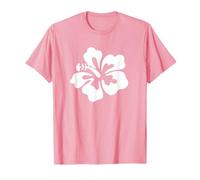 Hawaii Hawaiian Hibiscus Flower White on Pink T-Shirt