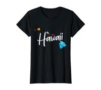Hawaii Hawaiian Islands Tie Dye State Map Pride Vintage Value Graphic T-Shirt, Women, Black, XS