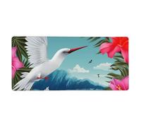 Hawaii Hibiscus Flower Print Mouse Pad Extra - Large Desk Mat for Office, Work - from - Home, PC Gamers & Streamers 16 x 35.5 Inch