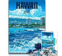 Hawaii Hilo City JigsawPuzzle 1000 Pieces for Teenagers,Stress Reliever Difficult Challenge Unique Home Decor And Gifts 75x50cm