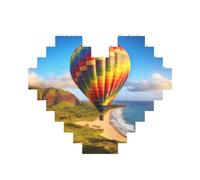 Hawaii Hot Air Balloon Building Brick Block Puzzle Heart Shaped, Personalized Picture Puzzles Photo Jigsaw Puzzles for Adults 3D Micro Building Blocks for Home Decor Bricks Set
