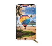 Hawaii Hot Air Balloon Printed leather wallet, 7.5 x 4.1-inch long credit card holder, portable travel cash wallet