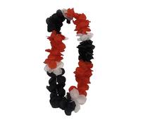 Hawaii Hula Lei Vibrant Multicolour Flower Garland Beach Party Festival Necklace (Red/White/Black)