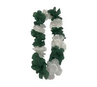 Hawaii Hula Lei Vibrant Multicolour Flower Garland Beach Party Festival Necklace (White/Green)