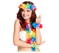 Hawaii Hula Leis - Vibrant Multicolour Flower Garland, Tiki Beach Bar Accessories, Hawaiian Party Accessories for Adults