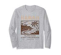 Hawaii Island Hush & Soft Fire Beneath Vintage Art Long Sleeve T-Shirt
