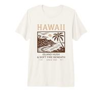 Hawaii Island Hush & Soft Fire Beneath Vintage Art Premium T-Shirt