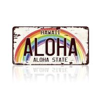 Hawaii License Plate Decor Aloha Sign Hawaiian Wall Art Beachy Room Decor Vintage Hawaiian License Plate Summer Aloha Metal Tin Signs Home Decor Gifts 6x12 Inch