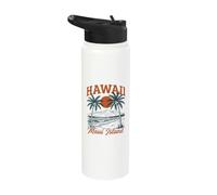 Hawaii Maui Island Vintage Palm Trees Sunset Stainless Steel Insulated Water Bottle
