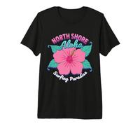 Hawaii North Shore Surfers Paradise Surfing Hibiscus Flower Premium T-Shirt