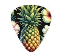Hawaii-Pineapple-Hibiscus 12 Pack Guitar Picks With 3 Thicknesses And Storage Box, Abs Plectrums For Electric Bass Guitar Players