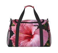 Hawaii Pink Flower Print Foldable Carry On Tote Large Capacity Hand Carry Bag for Airplane Weekend Getaways