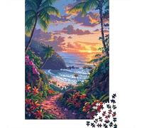 Hawaii Pixel Art Sunset Jigsaw Puzzle 1000 Pieces, Romantic City Break Scene, 1000 Pieces for Adults, Travel Gift for Adults, Screen-Free Fun, 70x50cm/1000pcs