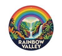 Hawaii Rainbow Valley Volcanic Island Sky Coastal Metal Tin Sign