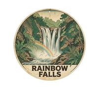 Hawaii Rainbow Waterfall Volcanic Island Sky Metal Tin Sign
