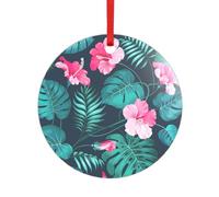 Hawaii Red Flower Print Acrylic Shaped Pendant Festive Decor for Christmas,Birthdays,New Year,Hanging Souvenir