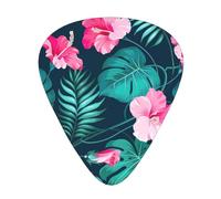 Hawaii Red Flower Print Guitar Pick for Men Women Triangle Instrument Accessories Plectrums(12pcs One sided)