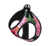 Hawaii Red Flower Print Reflective No Choke Pet Vest Harness,Adjustable Soft Padded Dog Harness With Easy Control Handle