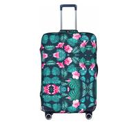 Hawaii Red Flower Print Travel Elastic Suitcase Luggage Baggage Cover Protector, Washable And Anti-Scratch, White, XL