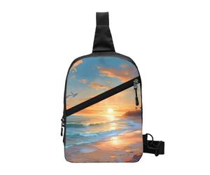 Hawaii Sea Beach Foldable Sling Bag for Men Women Water Resistant Chest Bag Sunset Ocean Fanny Pack Crossbody Backpack for Travel Hiking Sports