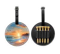 Hawaii Sea Beach Golf Tee Holder Sunset Ocean Leather Golf Tee Organizer Bag for Women Men Water-Resistant Great Gifts for Golfer Lovers
