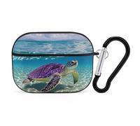 Hawaii Sea Turtle AirPods Pro 2 Case Cover, Shockproof Hard Shell Protective Case for Women Men, Compatible with Airpod Pro Case 2nd/1st Generation with Keychain-Black