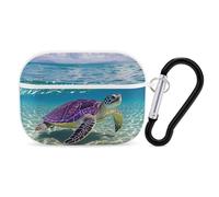 Hawaii Sea Turtle AirPods Pro 2 Case Cover, Shockproof Hard Shell Protective Case for Women Men, Compatible with Airpod Pro Case 2nd/1st Generation with Keychain-White