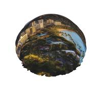 Hawaii Skyline Diamond Head Volcano Shower Cap for Women Double Layers Thick Hair Caps Reusable Waterproof Bath Caps with Elastic Band Hair Hat Washable Shower Hat for Men Women Spa Salon