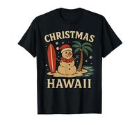 Hawaii Snowman Shirt Surfboard Christmas Palm Tree Beach T-Shirt