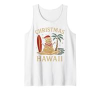 Hawaii Snowman Shirt Surfboard Christmas Palm Tree Beach Tank Top